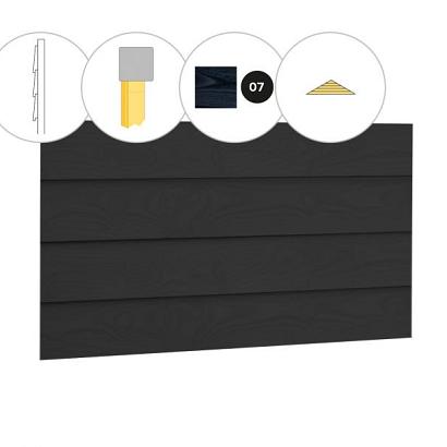 Zweeds rabat vuren enkelzijdige topgevel t.b.v. zadeldak Excellent XXL, zwart gespoten.