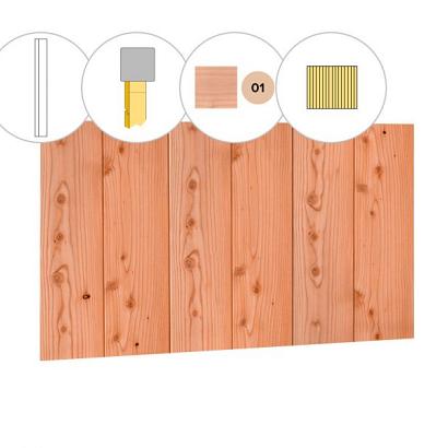 Halfhouts rabat douglas enkelzijdige voorwand C, 278,5 x 285 cm, kleurloos geïmpregneerd.