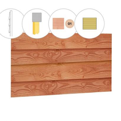 Zweeds rabat douglas enkelzijdige wand D, 328,5 x 224 cm, kleurloos geïmpregneerd.