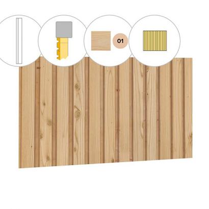 Rhombusprofiel vuren enkelzijdige zijwand C, breedte 278,5 cm, kleurloos geïmpregneerd.