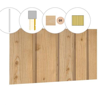 Banddeel plankenset vuren bij wand A, 178,5 x 224 cm, kleurloos geïmpregneerd.