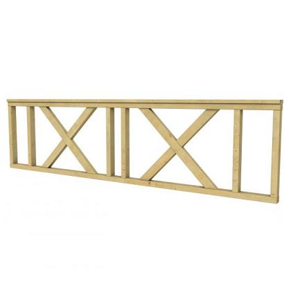 Hekwerk met kruis vuren type C, 278,5 x 73 cm, groen geïmpregneerd.