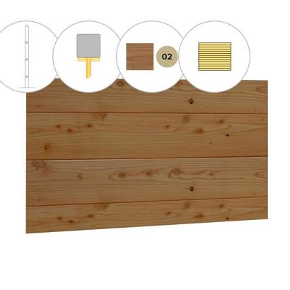 Blokhutprofiel douglas achterwand C, 278,5 x 186 cm, groen geïmpregneerd.