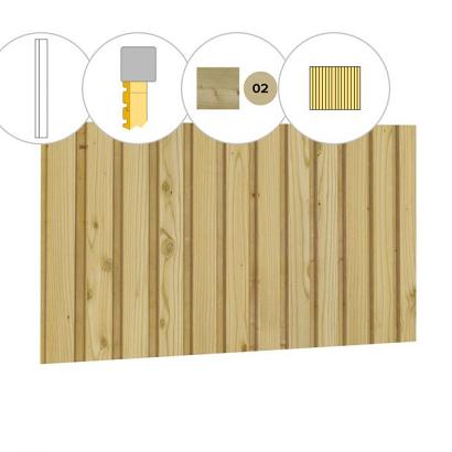 Rhombusprofiel vuren enkelzijdige wand B, 228,5 x 224 cm, groen geïmpregneerd.