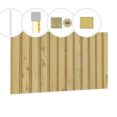 Rhombusprofiel plankenset vuren bij zijwand I, breedte 100 cm, groen geïmpregneerd.