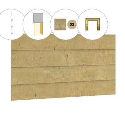 Zweeds rabat plankenset vuren bij voorwand B, t.b.v. dubbele deur, 228,5 x 285 cm, groen geïmpregneerd.