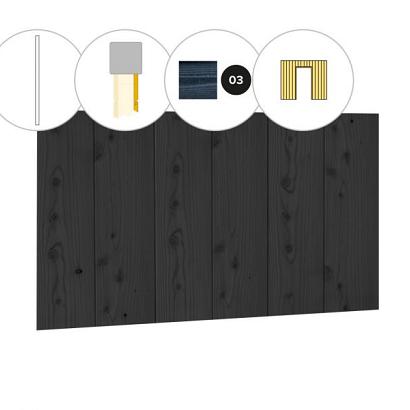 Halfhouts rabat plankenset douglas bij wand A, t.b.v. enkele deur, 178,5 x 224 cm, zwart geïmpregneerd.