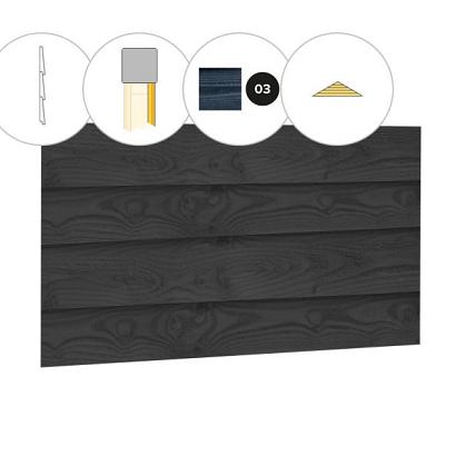Zweeds rabat plankenset douglas bij topgevel t.b.v. zadeldak Excellent XXL, zwart geïmpregneerd.