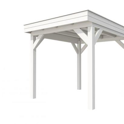Buitenverblijf plat dak Premium I, vuren, basismodel L/B, 257x307 cm, wit gespoten.