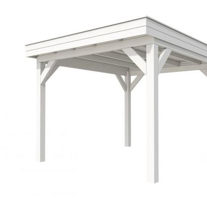 Buitenverblijf plat dak Premium I, vuren, basismodel XL/C, 307x357 cm, wit gespoten.
