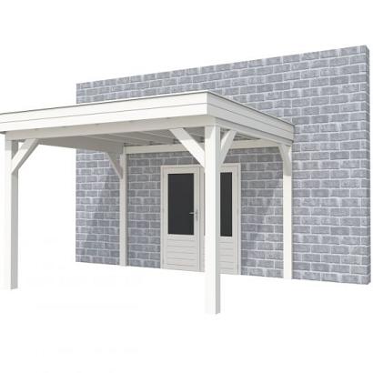 Buitenverblijf aan huis Premium I, vuren, basismodel L/D, 357x299 cm, wit gespoten.