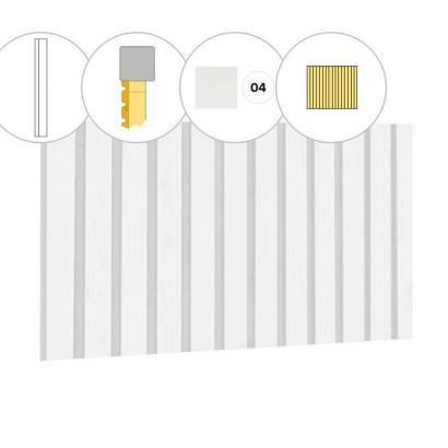 Rhombusprofiel vuren enkelzijdige wand B, 228,5 x 224 cm, wit gespoten.