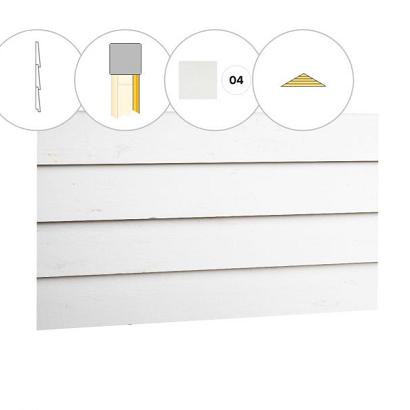 Zweeds rabat plankenset vuren bij topgevel t.b.v. zadeldak Excellent L, wit gespoten.