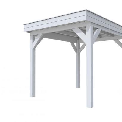 Buitenverblijf plat dak Premium I, vuren, basismodel L/B, 257x307 cm, lichtgrijs gespoten.