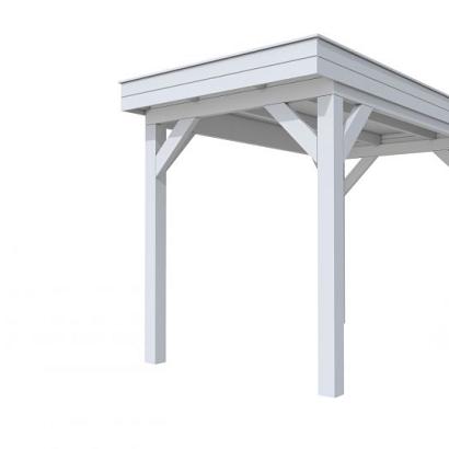 Buitenverblijf plat dak Premium I, vuren, basismodel XL/A, 207x357 cm, lichtgrijs gespoten.