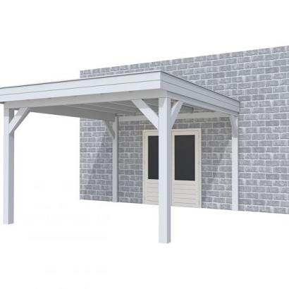 Buitenverblijf aan huis Premium I, vuren, basismodel XXL/D, 357x392 cm, lichtgrijs gespoten.