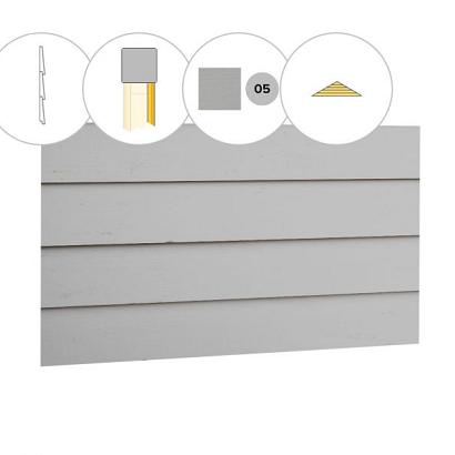 Zweeds rabat plankenset vuren bij topgevel t.b.v. zadeldak Excellent XXL, lichtgrijs gespoten.