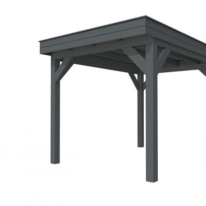 Buitenverblijf plat dak Premium I, vuren, basismodel XL/B, 257x357 cm, antraciet gespoten.
