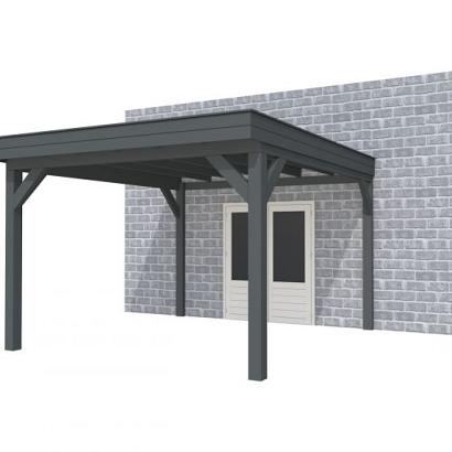 Buitenverblijf aan huis Premium I, vuren, basismodel XXL/D, 357x392 cm, antraciet gespoten.