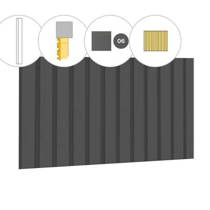 Rhombusprofiel vuren enkelzijdige wand C, 278,5 x 224 cm, antraciet gespoten.