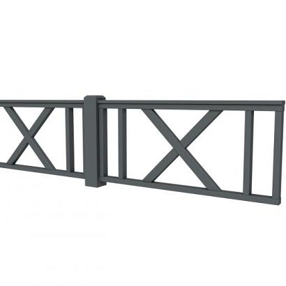 Hekwerk met kruis vuren type D, 328,5 x 73 cm, antraciet gespoten.