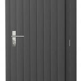 Vuren enkele dichte deur inclusief kozijn, rechtsdraaiend, 90 x 201 cm, antraciet gespoten.