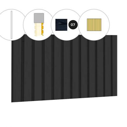 Rhombusprofiel plankenset vuren bij achterwand A, 178,5 x 186 cm, zwart gespoten.