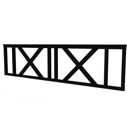 Hekwerk met kruis vuren type C, 278,5 x 73 cm, zwart gespoten.