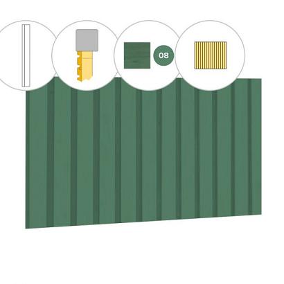 Rhombusprofiel vuren enkelzijdige wand C, 278,5 x 224 cm, jungle groen gespoten.