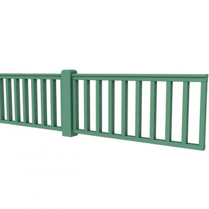 Hekwerk recht vuren type D, 328,5 x 73 cm, jungle groen gespoten.