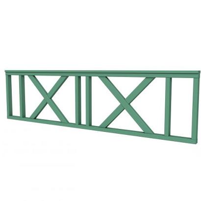 Hekwerk met kruis vuren type C, 278,5 x 73 cm, jungle groen gespoten.