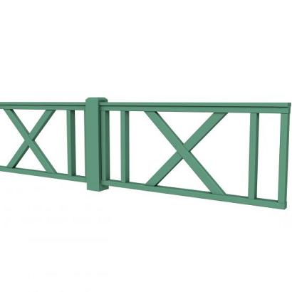 Hekwerk met kruis vuren type D, 328,5 x 73 cm, jungle groen gespoten.