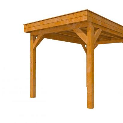 Buitenverblijf plat dak Premium I, douglas, basismodel XXL/B, 257x399 cm, transparant gespoten.