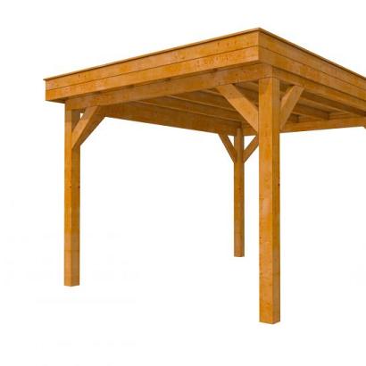 Buitenverblijf plat dak Premium I, douglas, basismodel XXL/C, 307x399 cm, transparant gespoten.