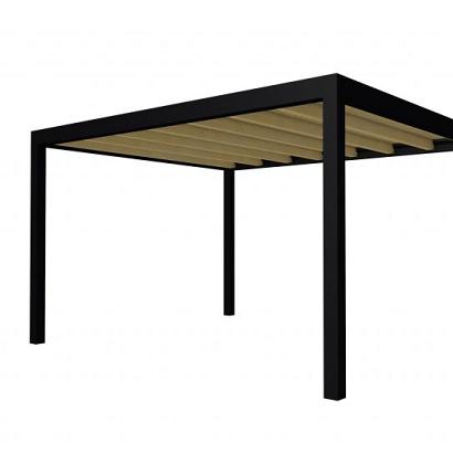 Buitenverblijf plat dak Allure I, vuren, basismodel XL/E, 395x353 cm, groen geïmpregneerd.