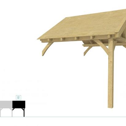 Buitenverblijf met zadeldak Excellent Modulair, vuren, rechterdeel XXL/C, 293x399 cm, groen geïmpregneerd.