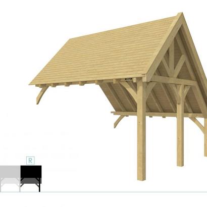 Buitenverblijf kapschuur Excellent Modulair, vuren, rechterdeel XXL/E, 385x399 cm, groen geïmpregneerd.