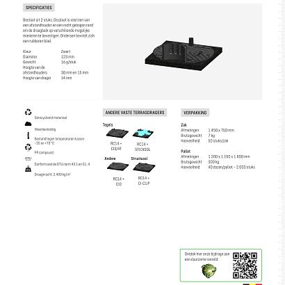 Bovenplaat CiPV+ voor RC10 en RC14 planken met zijfixatie