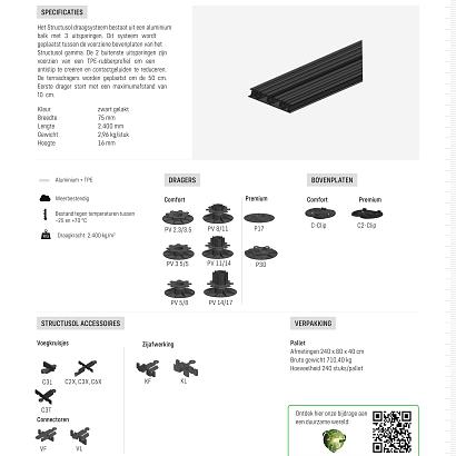 Structusol alu profiel ZWART ST16 lengte 2,4 m + rub prof