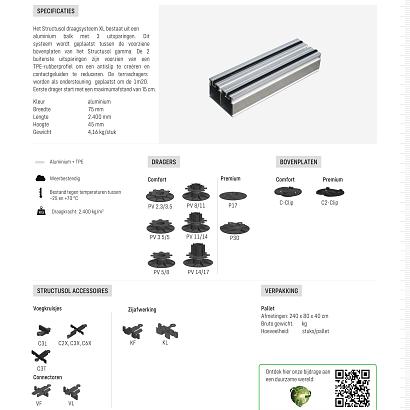 Structusol XL alu profiel ST45 lengte 2,4 m met rubber