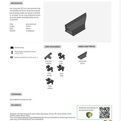 Linup aluminium profiel 12 mm, lengte 2,4 m