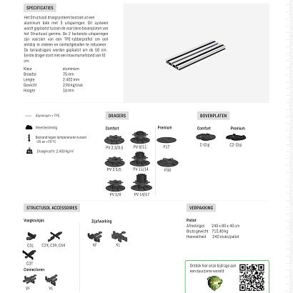 Structusol aluminium profiel ST16 - 2,4 m met rubber profiel