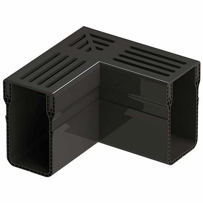 Garden Drain | Hoekstuk | Zwart aluminium | 15x6,5x10,4 cm