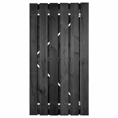 Tuinscherm | Grenen | Arizona | Deur met verstelbaar zwart stalen frame | Geschaafd/RVS | Zwart gespoten | Geïmpregneerd | 100x195 cm