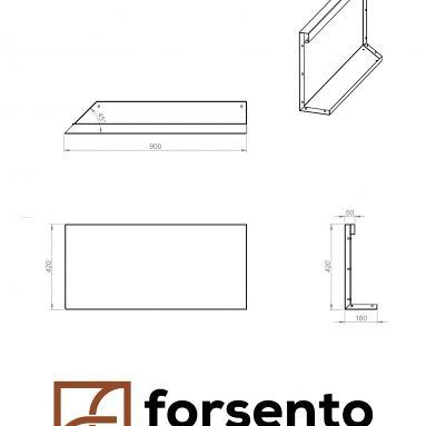 Bloembak Module+ Uitwendig hoekpaneel (B) 90x42 cm L