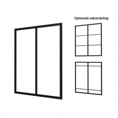 Industriële glaspui A, zwart gecoat aluminium raamwerk, 178,5 x 224 cm