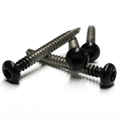 RVS schroef met gekleurde top voor NTW Castellation PRO, set a 50 stuks incl bit, Ebony Zwart