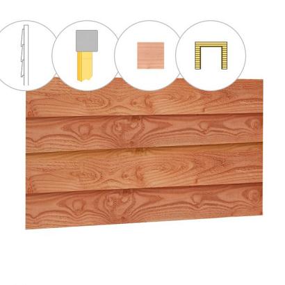 Zweeds rabat douglas enkelzijdige wand C, tbv dubbele deur, 278,5 x 224 cm, onbehandeld