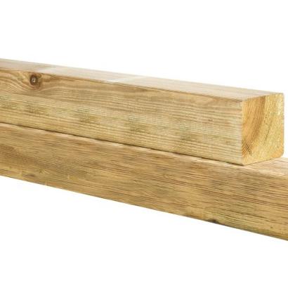 Midden-Europees vuren geschaafde paal 14 x 14 x 500 cm, groen geïmpregneerd.