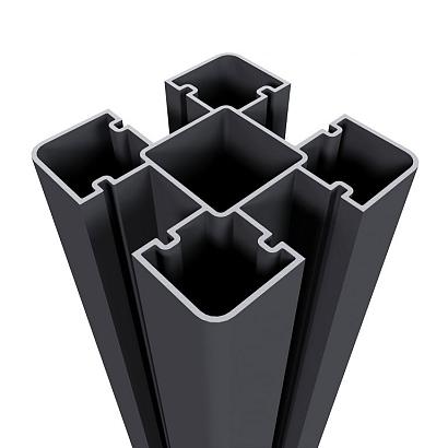 NewTechWood aluminium sleufpaal, met paalkap, 8 x 8 x 270 cm, zwart